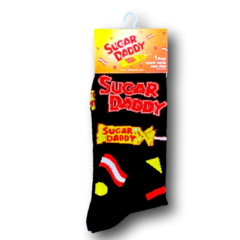 3/$20 Sugar Daddy Retro Candy Funny Novelty Crew Socks - NWT